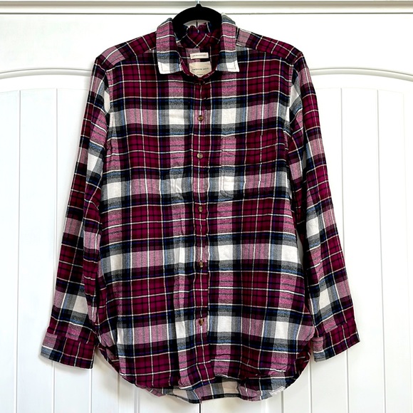 SOLD American Eagle Boyfriend Fit Pink & Blue Flannel - Picture 3 of 9